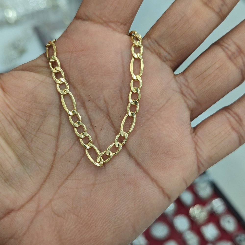 14kt Real Gold Figaro Bracelet for women